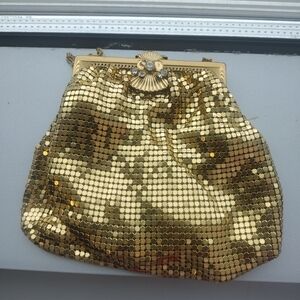 Gold Sequin Mesh Clutch Old Hollywood Vintage 50s 40s
